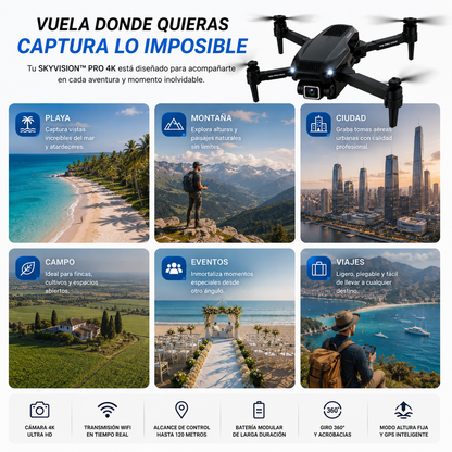 SkyVision™️ PRO - Dron con doble cámara 4K + Maletín Gratis